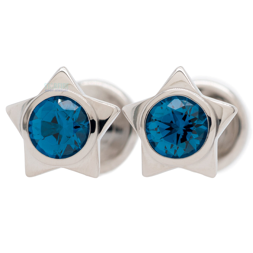 Gem Star Plugs with Brilliant-Cut Gem - London Blue