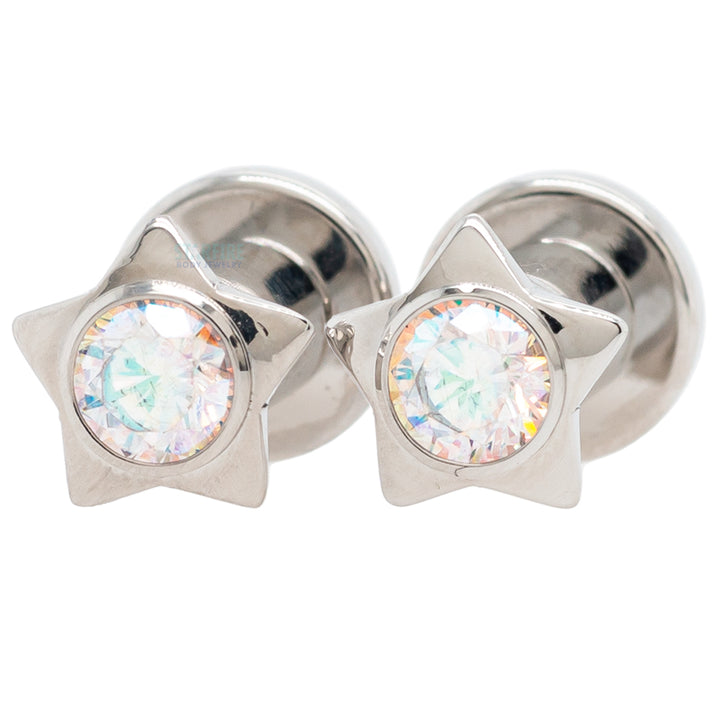 Gem Star Plugs with Brilliant-Cut Gem - Aurora