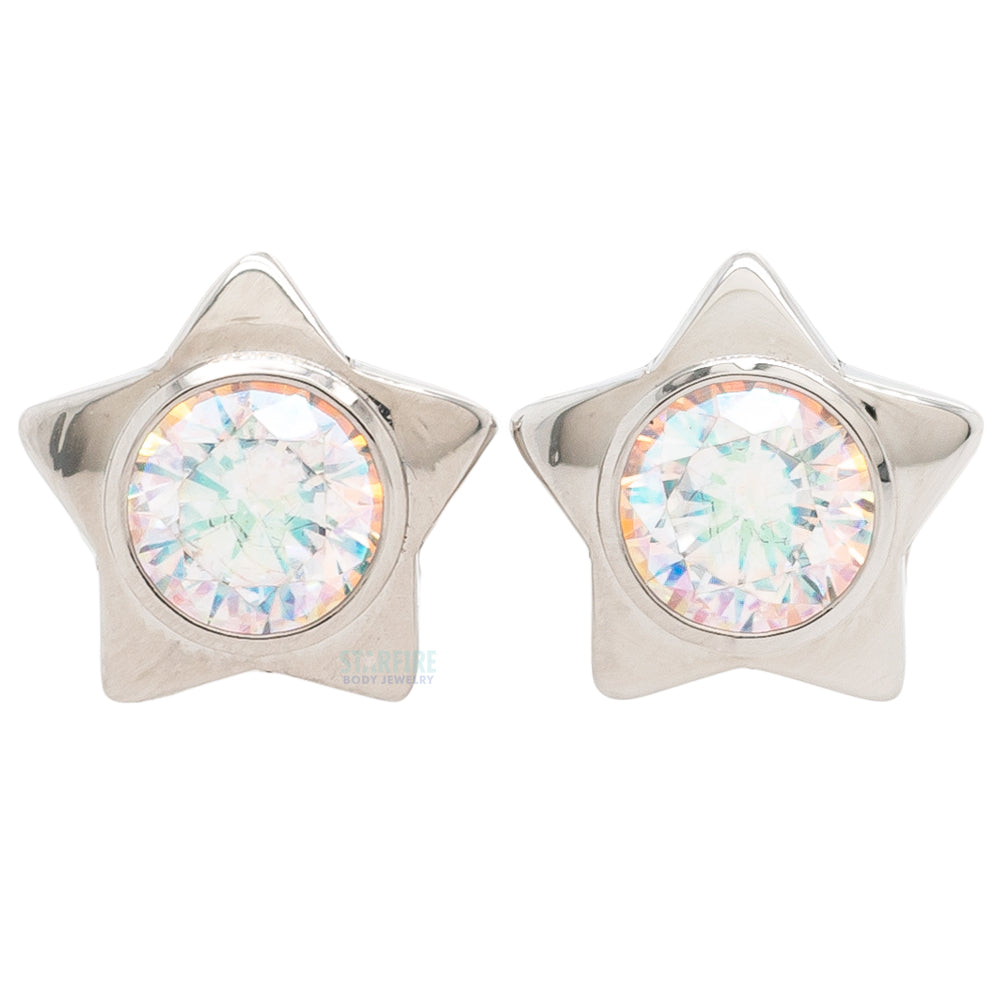 Gem Star Plugs with Brilliant-Cut Gem - Aurora