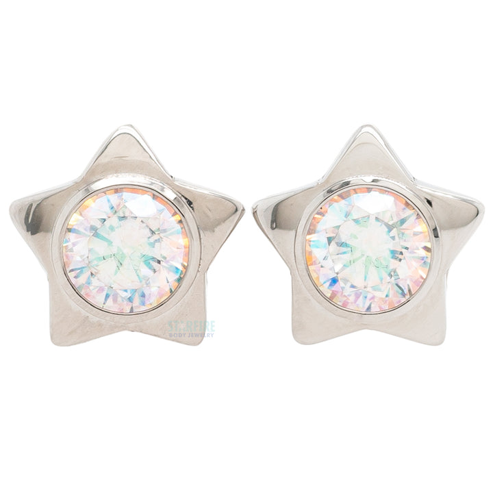 Gem Star Plugs with Brilliant-Cut Gem - Aurora