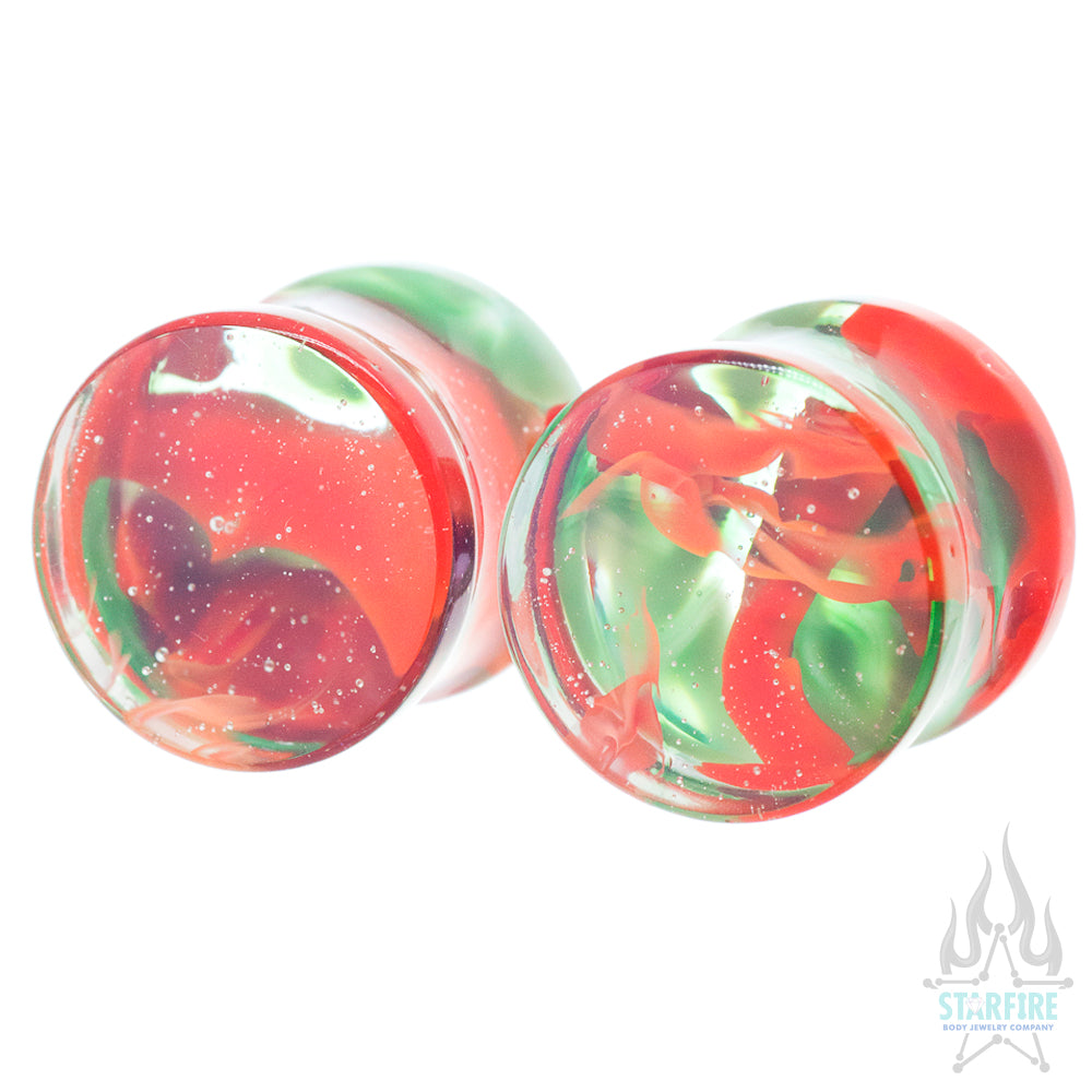 Glass Power Plugs - Aqua Orange