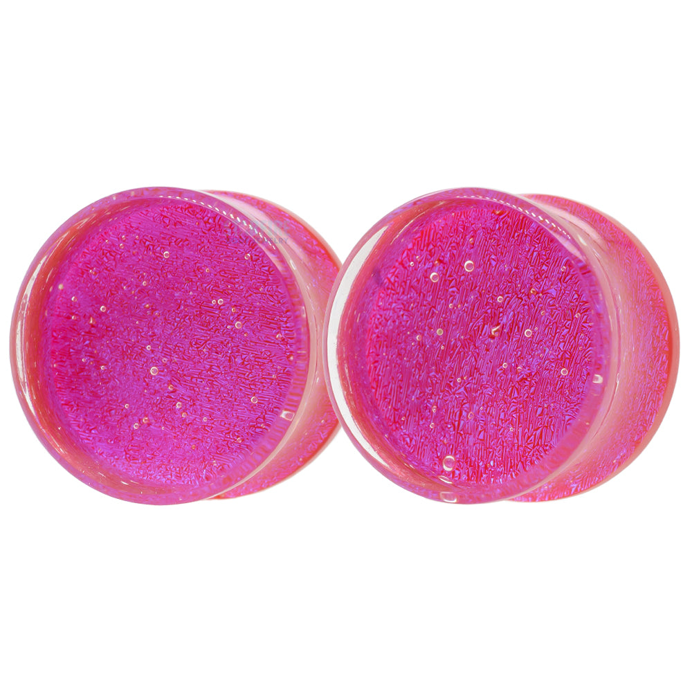 Fused Dichroic Glass Plugs - Magenta