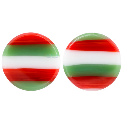 Glass Linear Plugs - CHRISTMAS: Green, Red & White