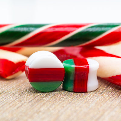 Glass Linear Plugs - CHRISTMAS: Green, Red & White