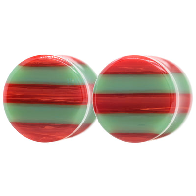 Glass Linear Plugs - CHRISTMAS: Red & Green
