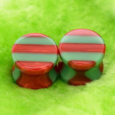 Glass Linear Plugs - CHRISTMAS: Red & Green