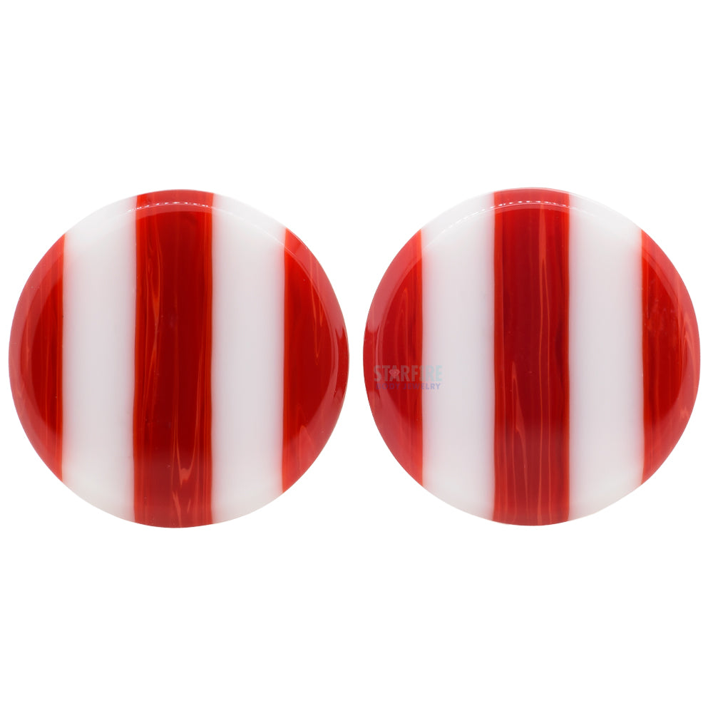 Glass Linear Plugs - CHRISTMAS: Red & White