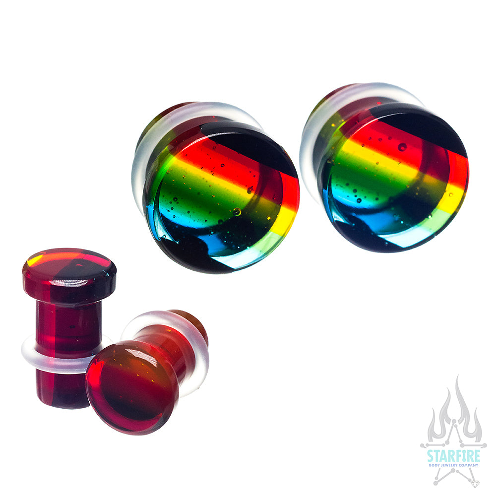 Glass Linear Plugs - Rainbow