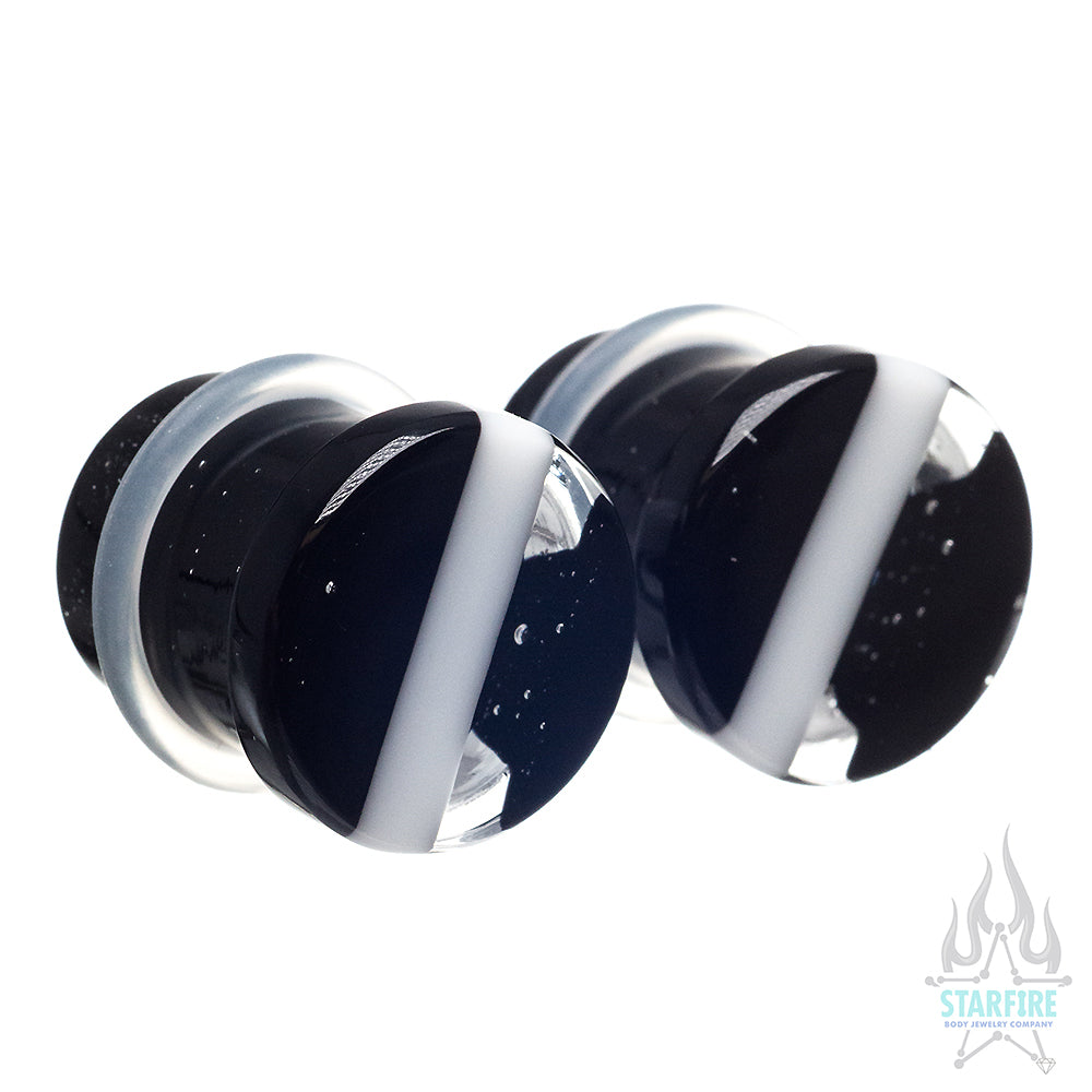 Glass Linear Plugs - Black White