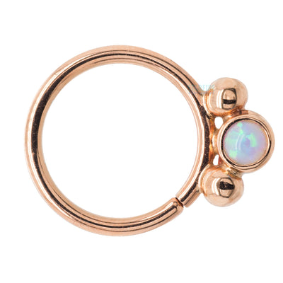 "Oberon" Seam Ring in Gold with Baby Blue Opal