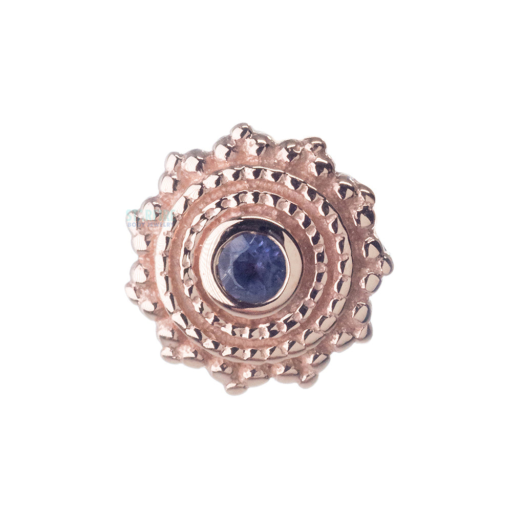Round Afghan Threaded End in Gold with Iolite