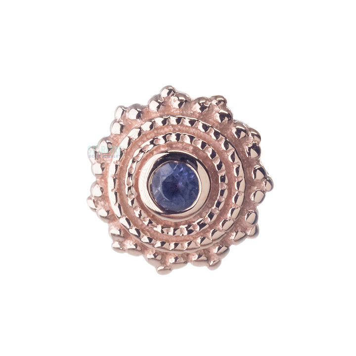 Round Afghan Threaded End in Gold with Iolite