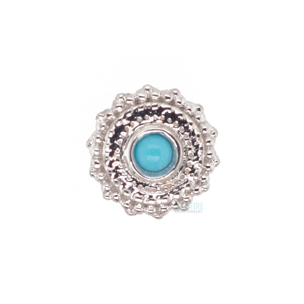 Round Afghan Threaded End in Gold with Turquoise