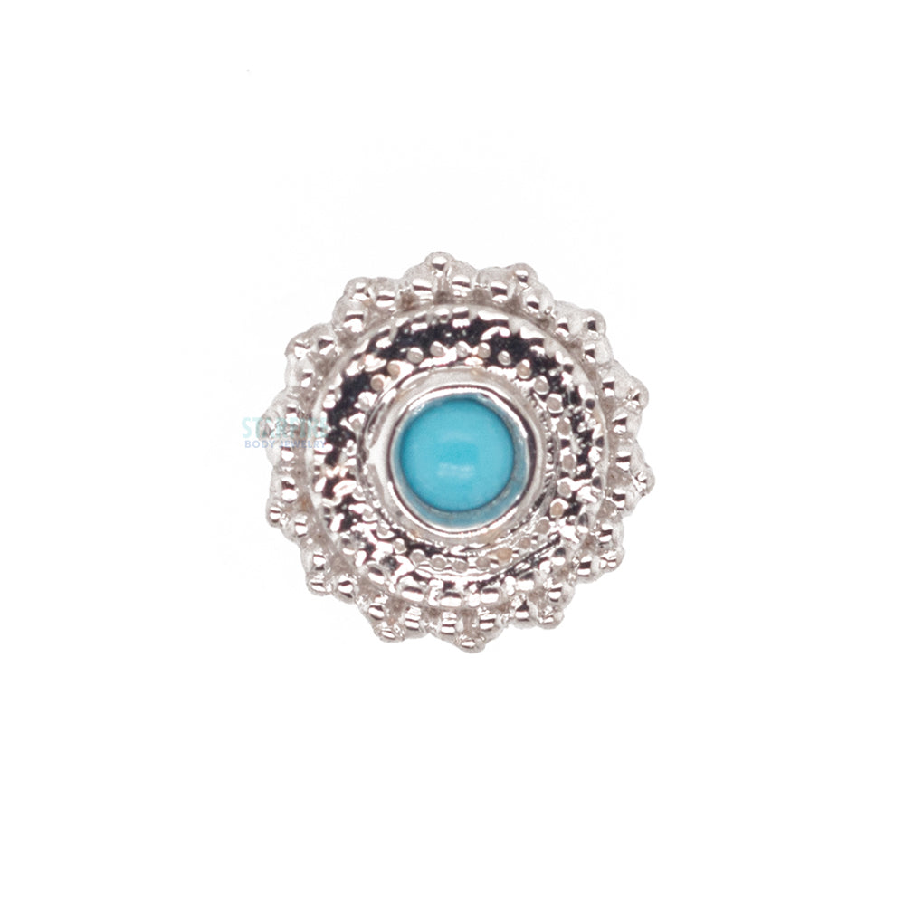Round Afghan Nostril Screw in Gold with Turquoise
