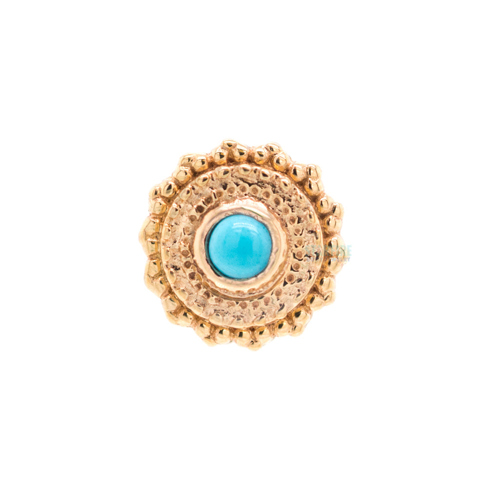 Round Afghan Nostril Screw in Gold with Turquoise