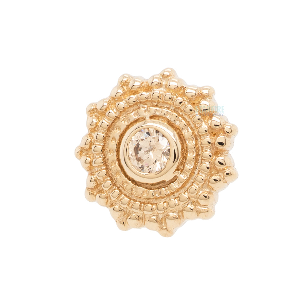 threadless: Round Afghan Pin in Gold with Champagne CZ