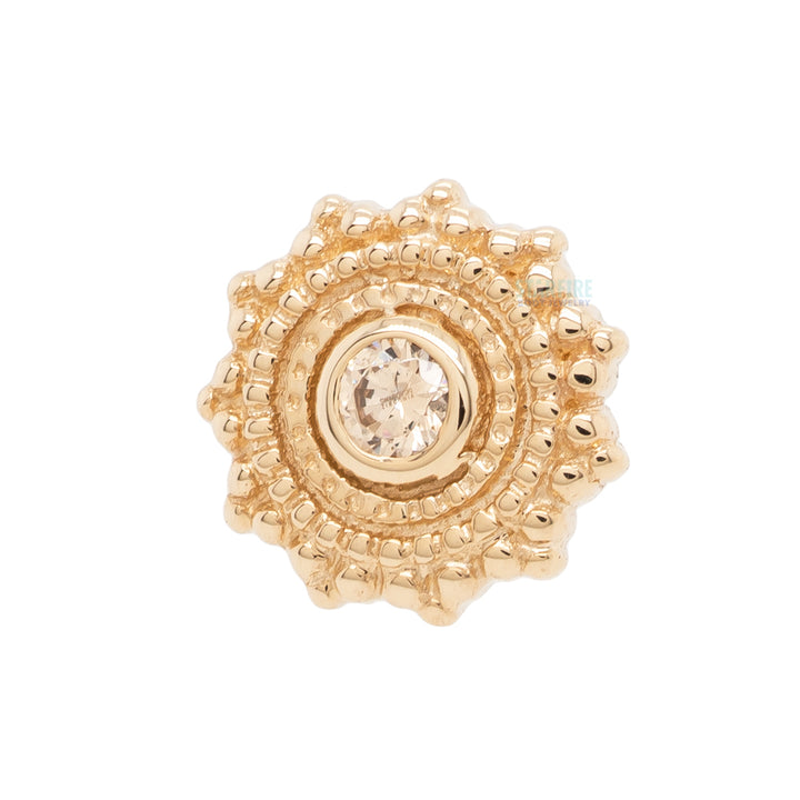 threadless: Round Afghan Pin in Gold with Champagne CZ