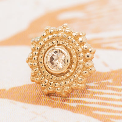 threadless: Round Afghan Pin in Gold with Champagne CZ