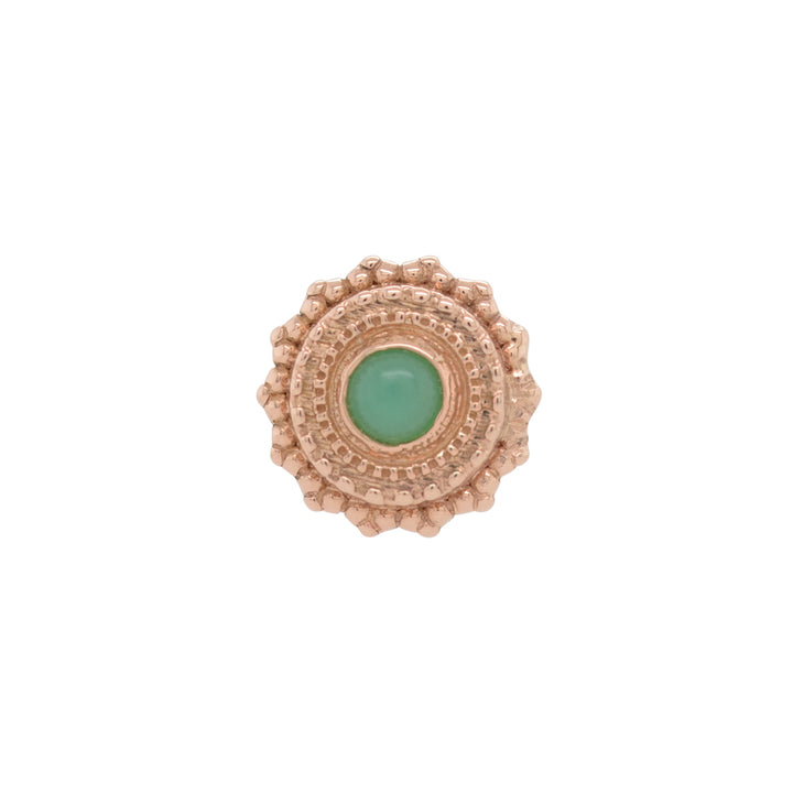 Round Afghan Nostril Screw in Gold with Chrysoprase