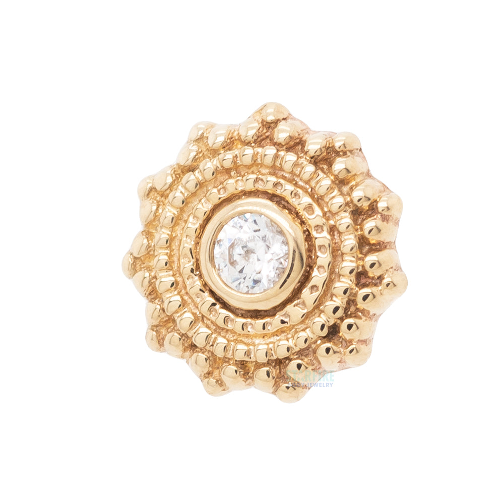 Round Afghan Threaded End in Gold & Platinum with White CZ