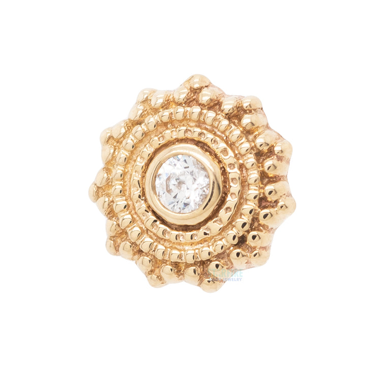 Round Afghan Threaded End in Gold & Platinum with White CZ