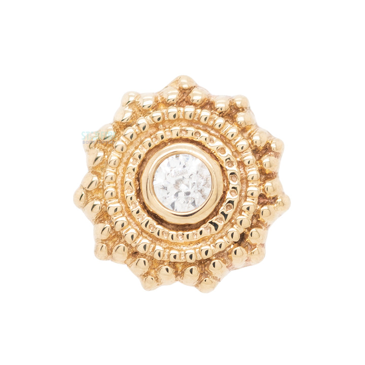 Round Afghan Threaded End in Gold & Platinum with White CZ