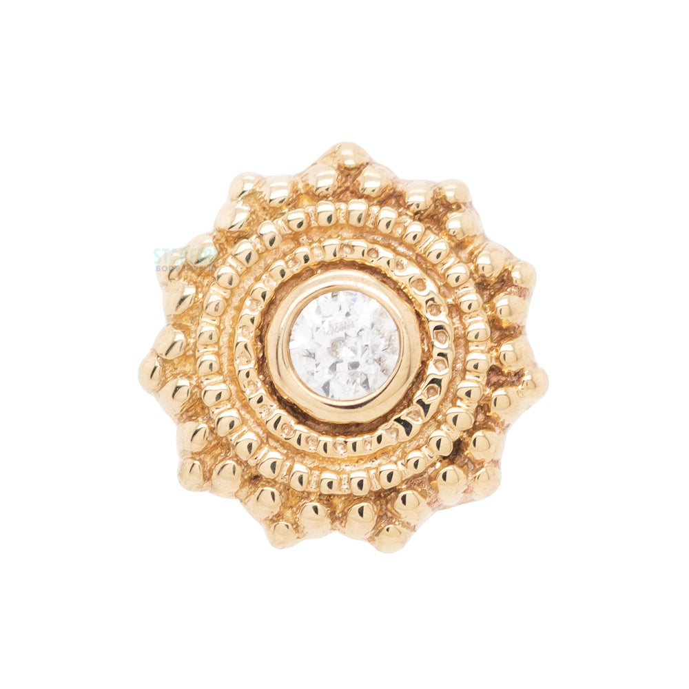 threadless: Round Afghan Pin in Gold with White CZ