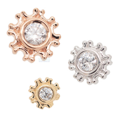 "Firenze" Threaded End in Gold with White CZ