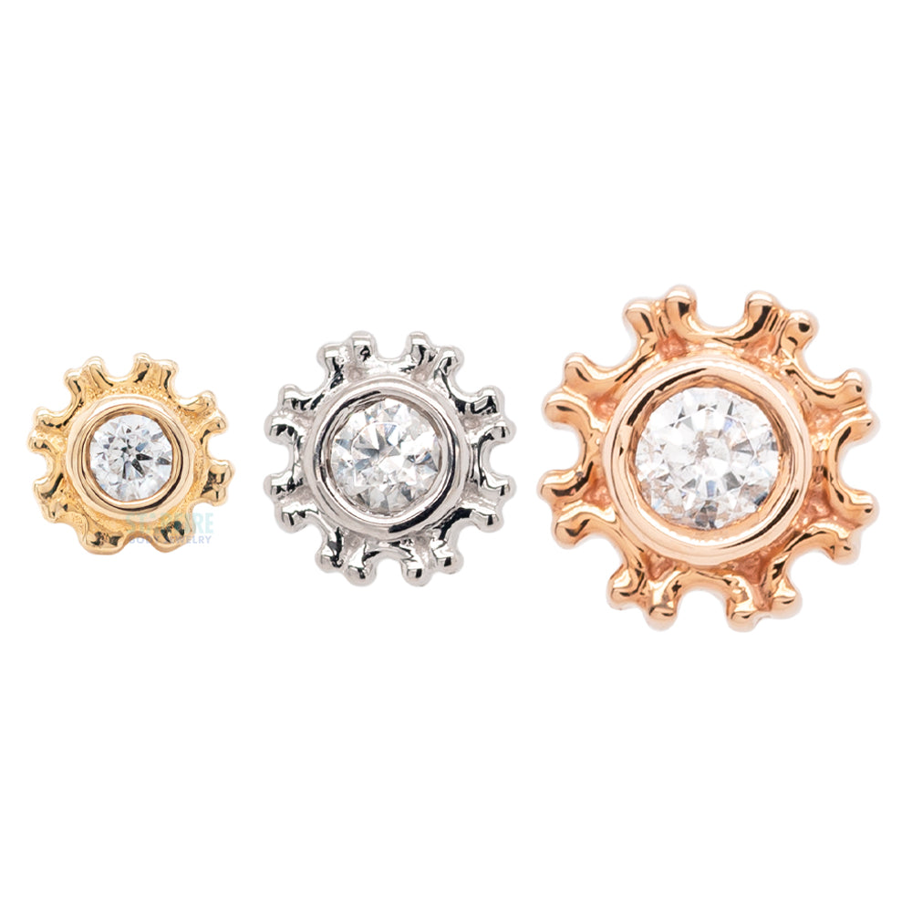 "Firenze" Threaded End in Gold & Platinum with White CZ