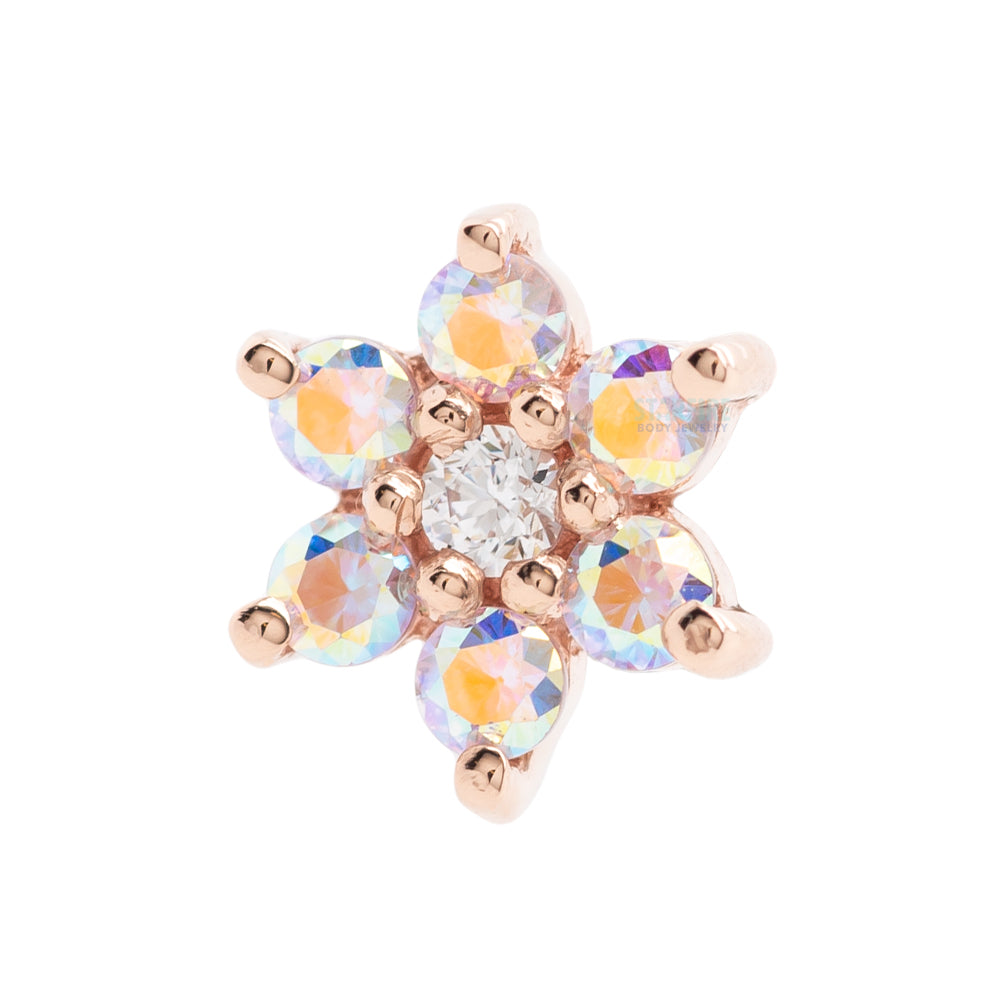 threadless: Flower #2 Pin in Gold with Mercury Mist Topaz & White CZ
