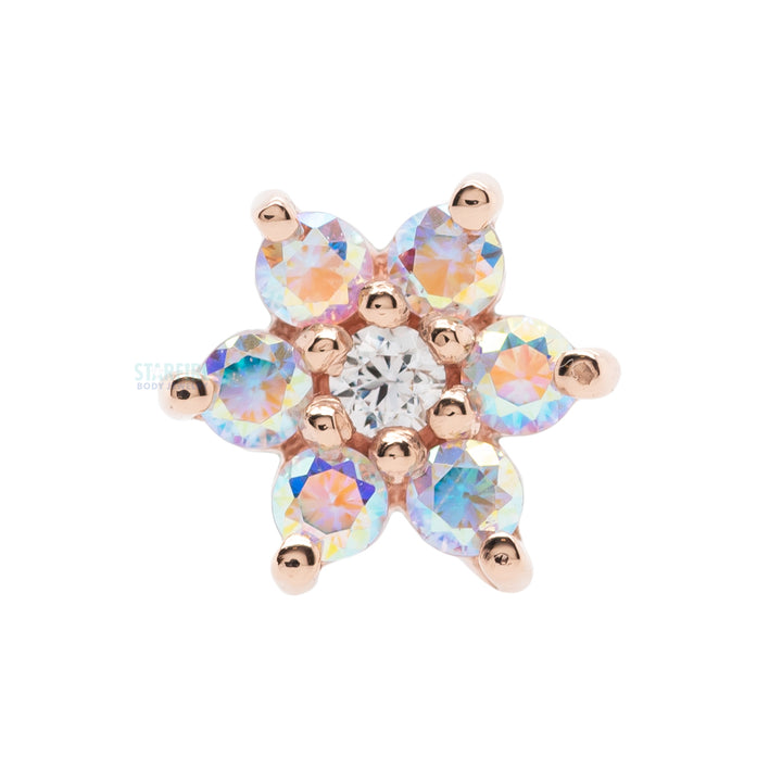 threadless: Flower #2 Pin in Gold with Mercury Mist Topaz & White CZ