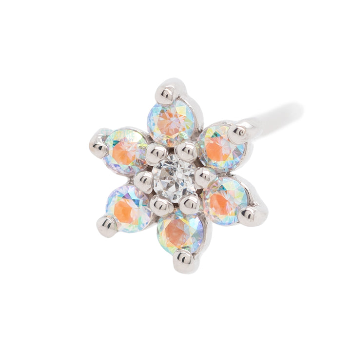 Flower #2 Nostril Screw in Gold with Mercury Mist Topaz' & White CZ