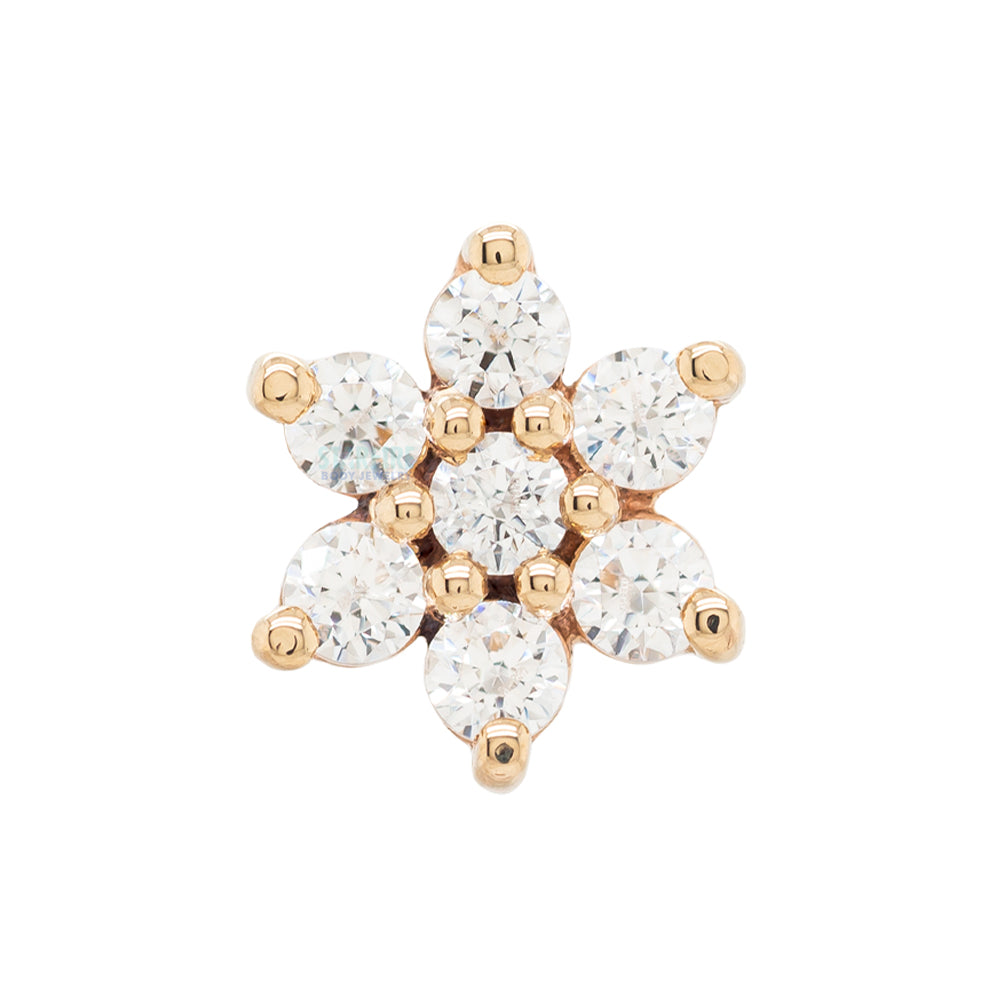 Flower #2 Nostril Screw in Gold with White CZ's