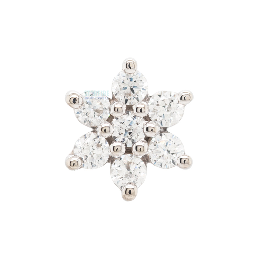 Flower #2 Threaded End in Gold with White CZ's