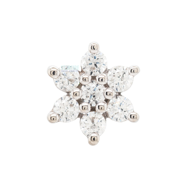 Flower #2 Threaded End in Gold with White CZ's