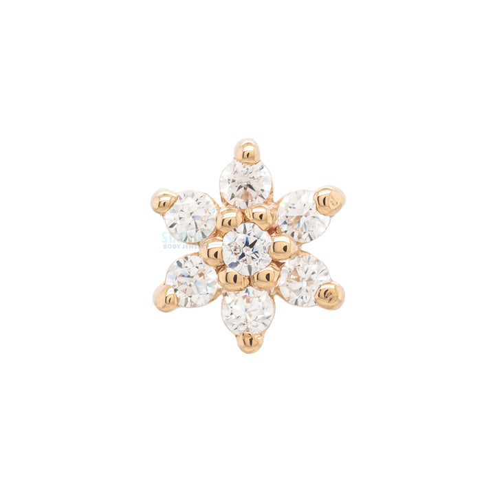 Flower #2 Threaded End in Gold with White CZ's