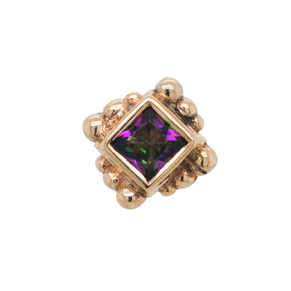 Beaded Princess Threaded End in Gold with Mystic Topaz