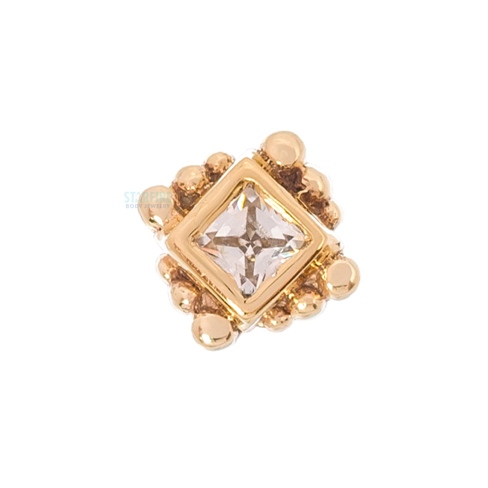 Beaded Princess Threaded End in Gold with White CZ