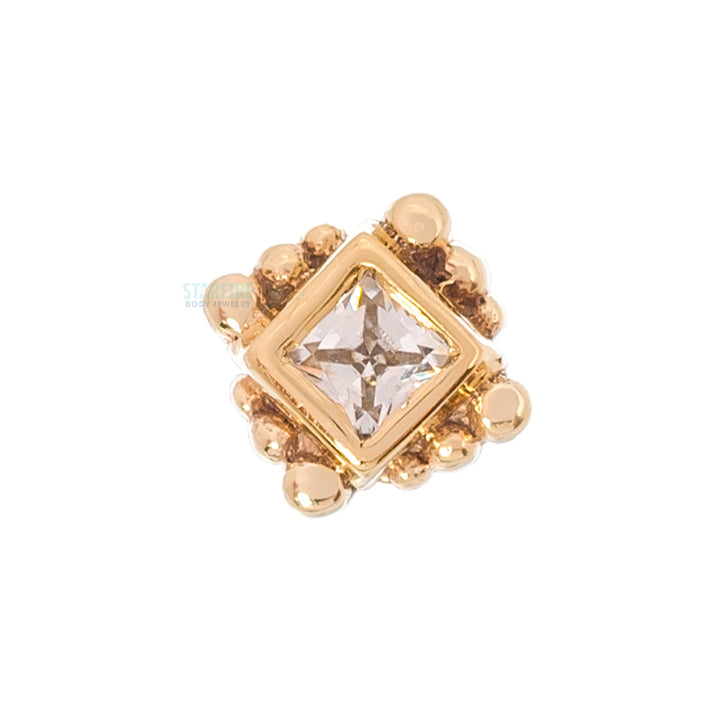 Beaded Princess Threaded End in Gold with White CZ