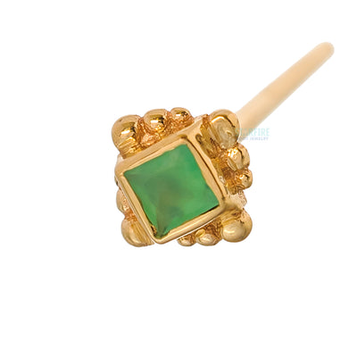 Beaded Princess Nostril Screw in Gold with Chrysoprase