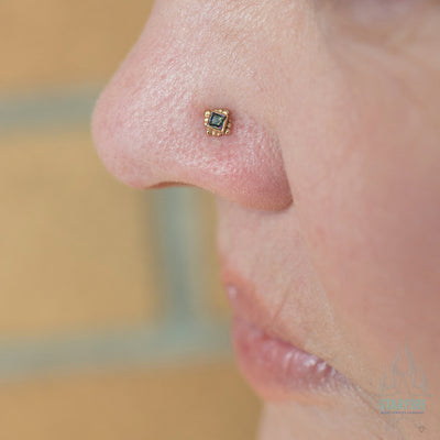 Beaded Princess Nostril Screw in Gold with Mystic Topaz