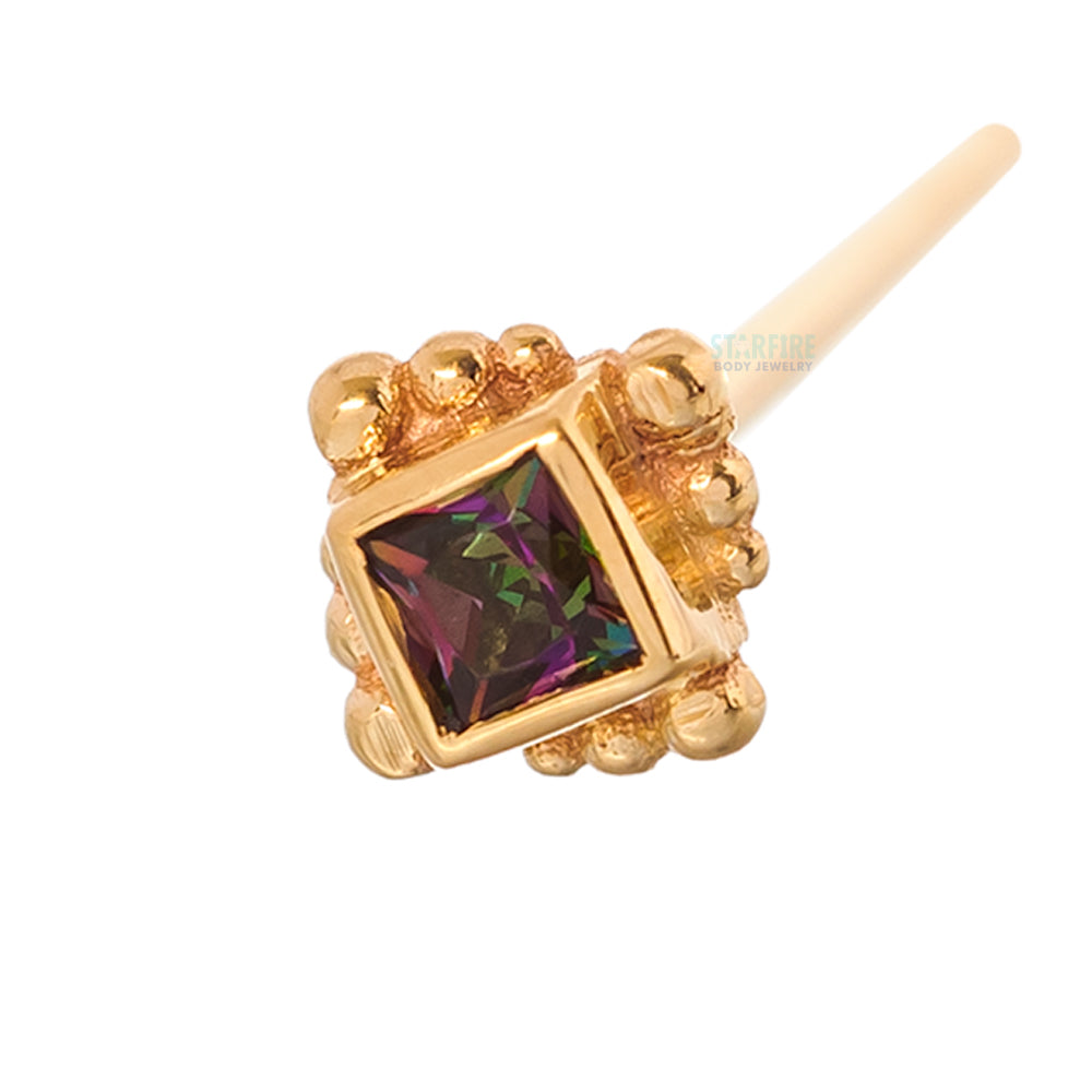 Beaded Princess Nostril Screw in Gold with Mystic Topaz