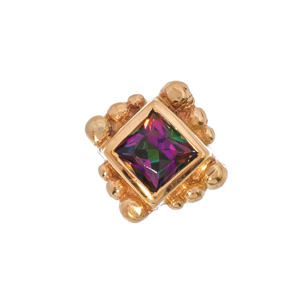 Beaded Princess Nostril Screw in Gold with Mystic Topaz
