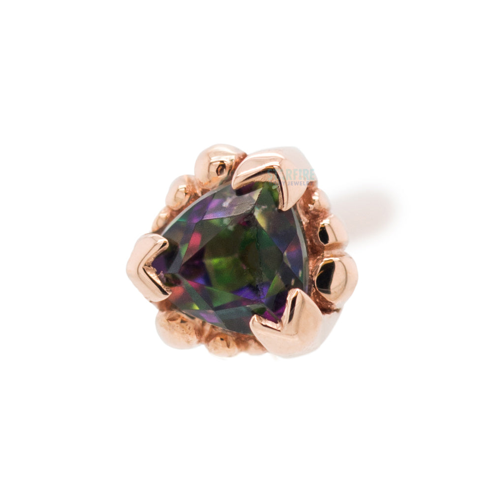 Beaded Trillion Nostril Screw in Gold with Mystic Topaz