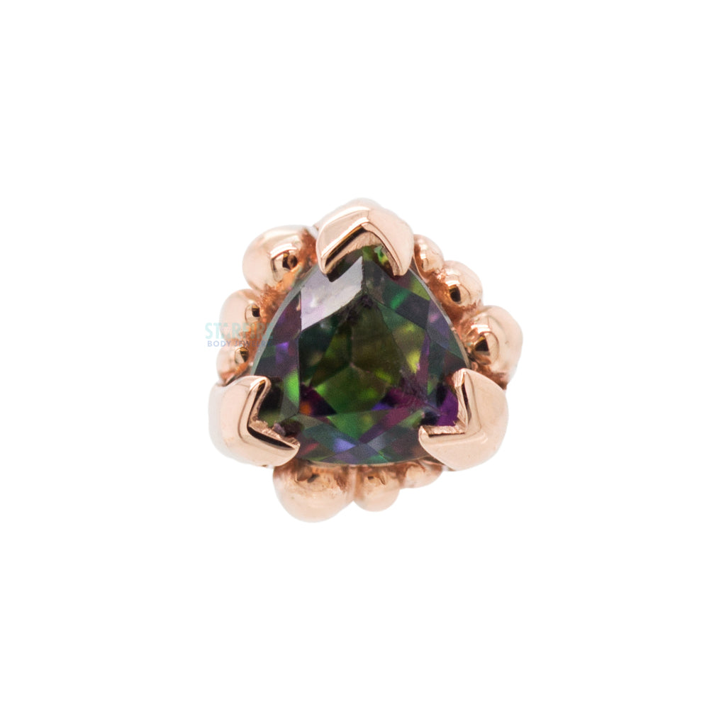 Beaded Trillion Nostril Screw in Gold with Mystic Topaz