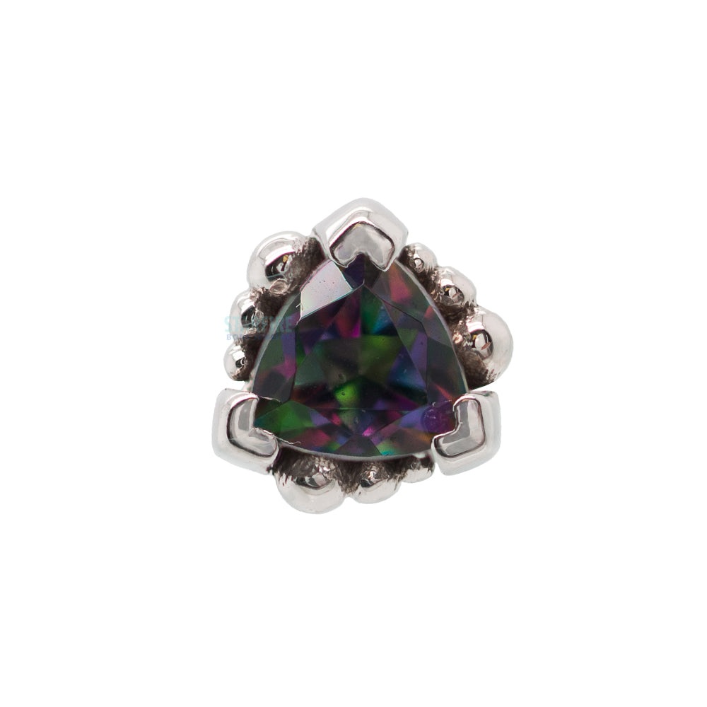 Beaded Trillion Nostril Screw in Gold with Mystic Topaz