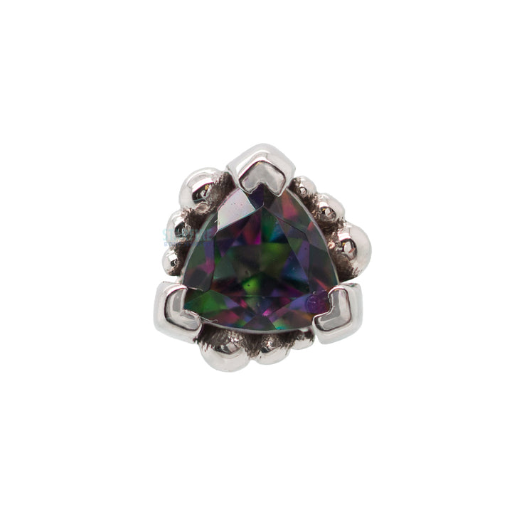 Beaded Trillion Nostril Screw in Gold with Mystic Topaz
