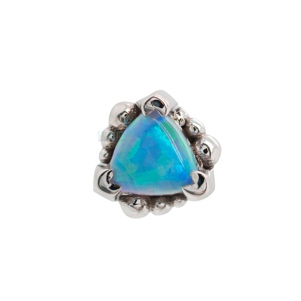Beaded Trillion Nostril Screw in Gold with Opal