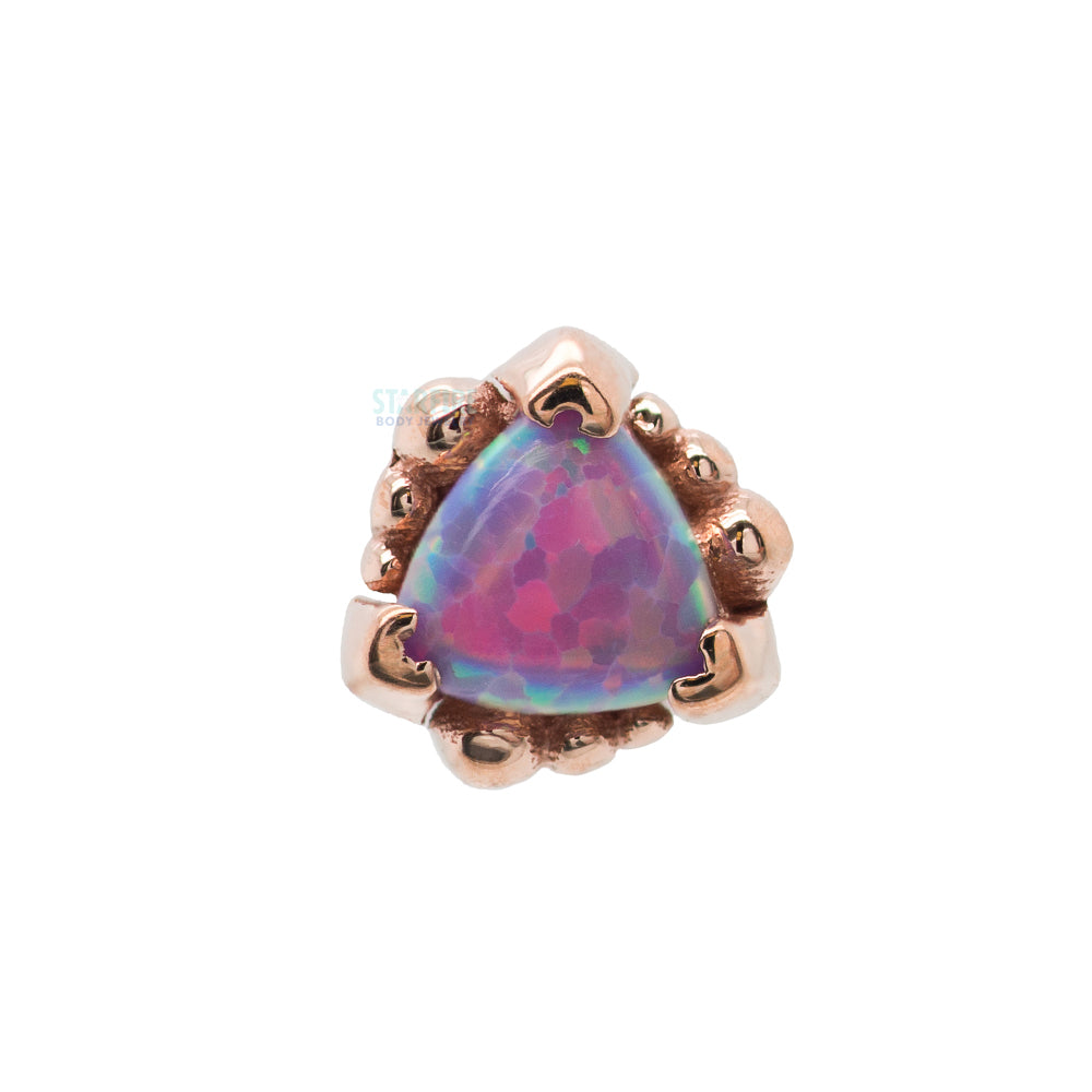 Beaded Trillion Nostril Screw in Gold with Opal