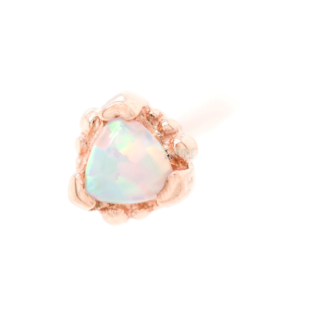 Beaded Trillion Nostril Screw in Gold with Opal